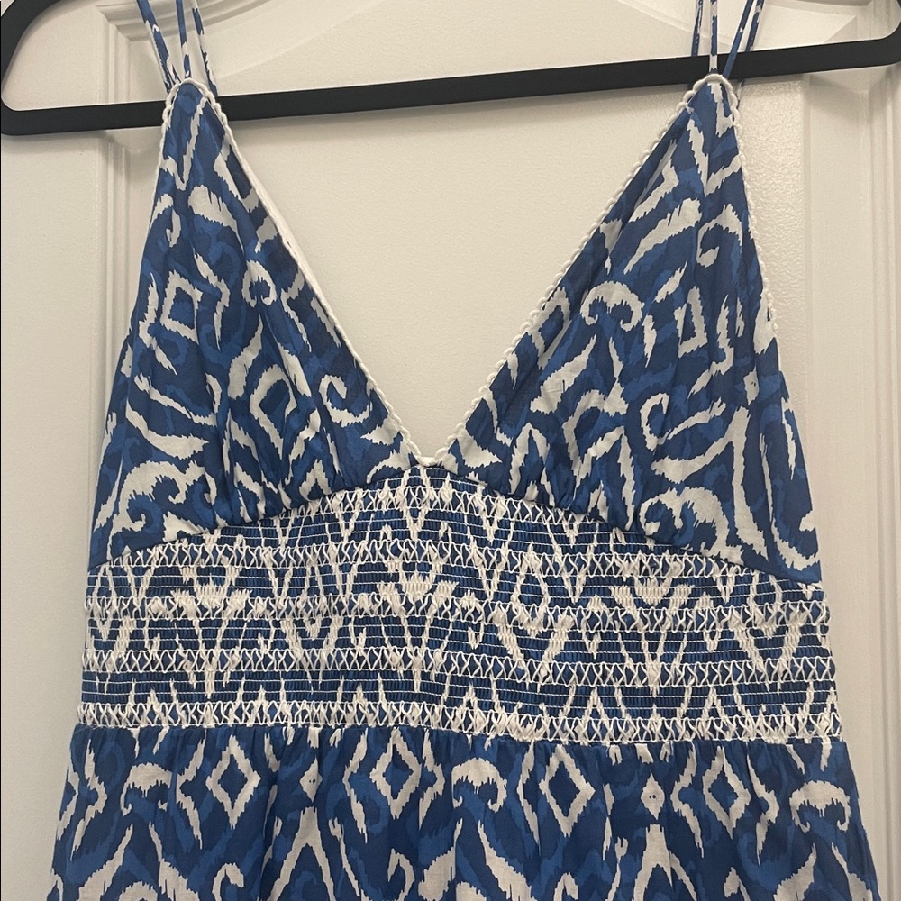 Caroline Constas Blue and White Textured Dress